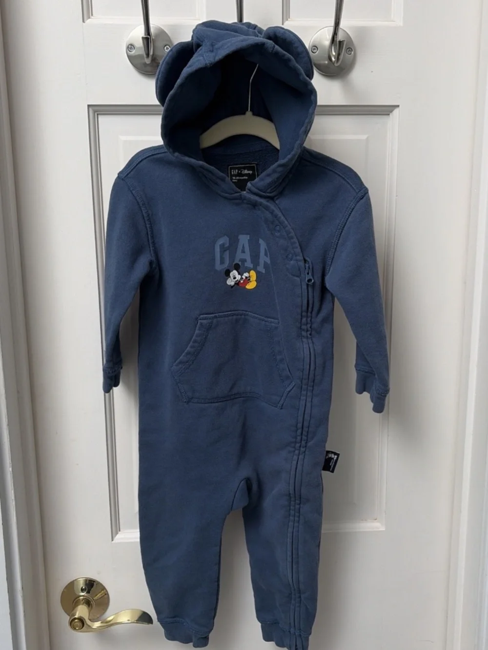 GAP x Disney 18-24 Months Mickey Hooded One-Piece Bodysuit